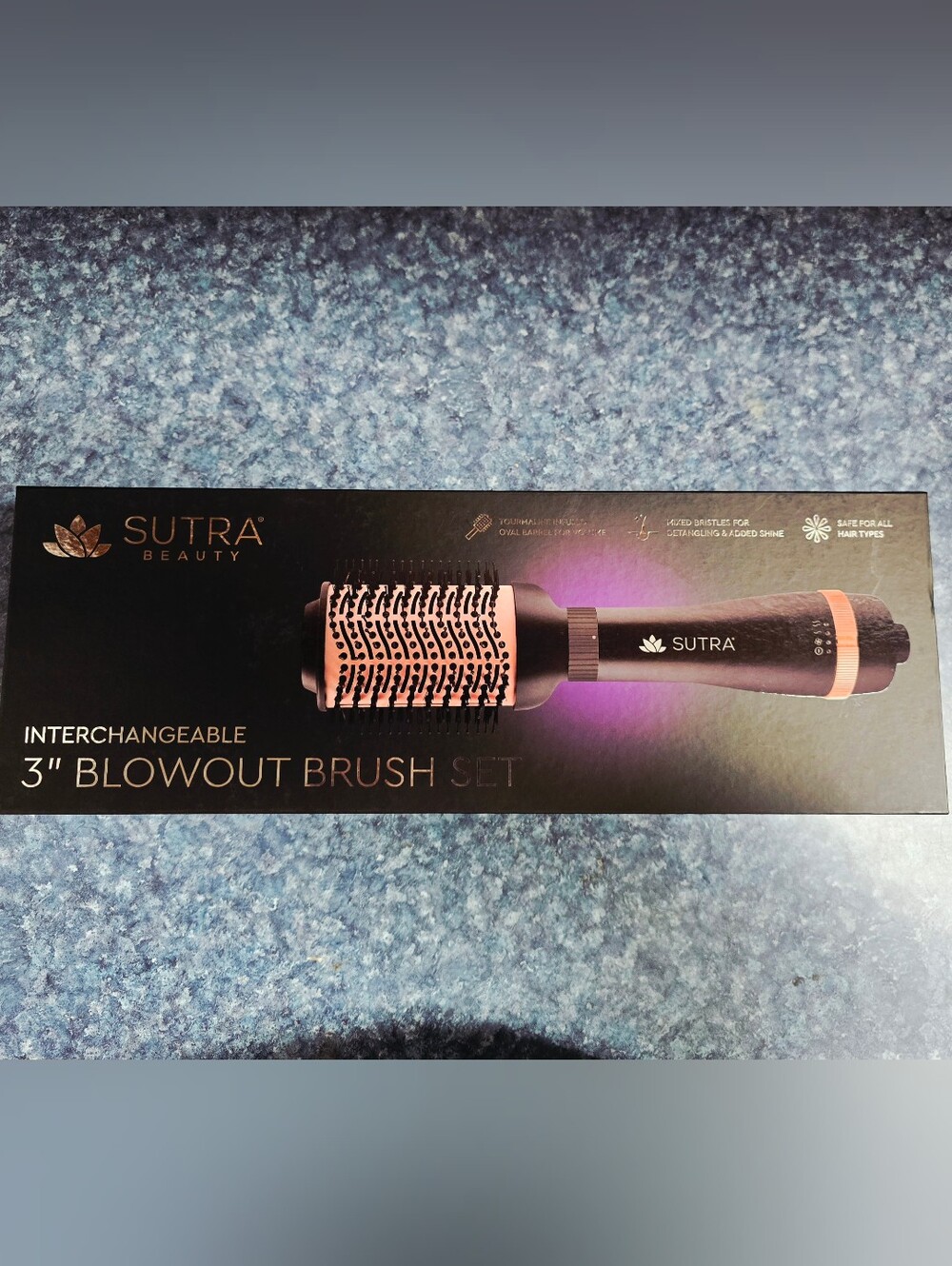 SUTRA Black & Rose Gold 3" Detachable Blowout Brush Set - Smooth Styling